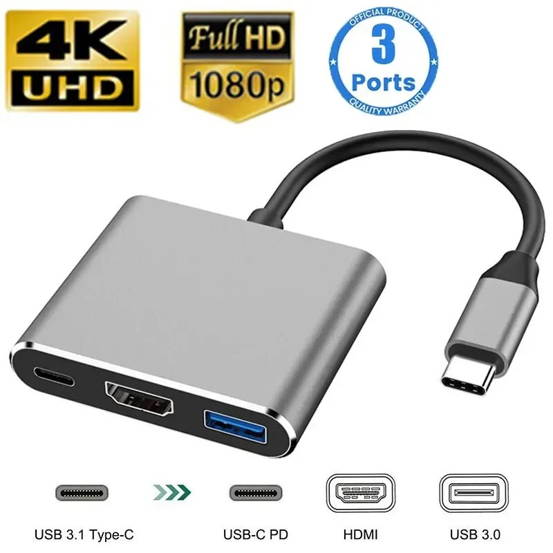Usb Hub Type C - อะแดปเตอร์มัลติพอร์ต Type-C 3-in-1 สําหรับสวิตช์/โทรศัพท์/คอมพิวเตอร์ | ตัวแปลง