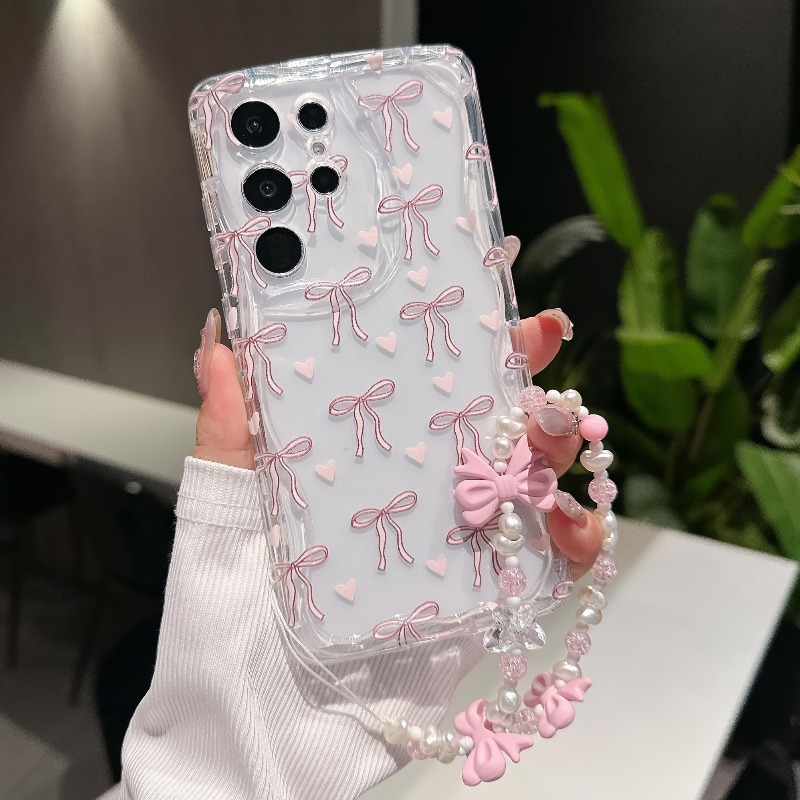Samsung Galaxy A55 - เคสโทรศัพท์สีชมพูน่ารัก พร้อมโบว์ สำหรับ Samsung Galaxy S26