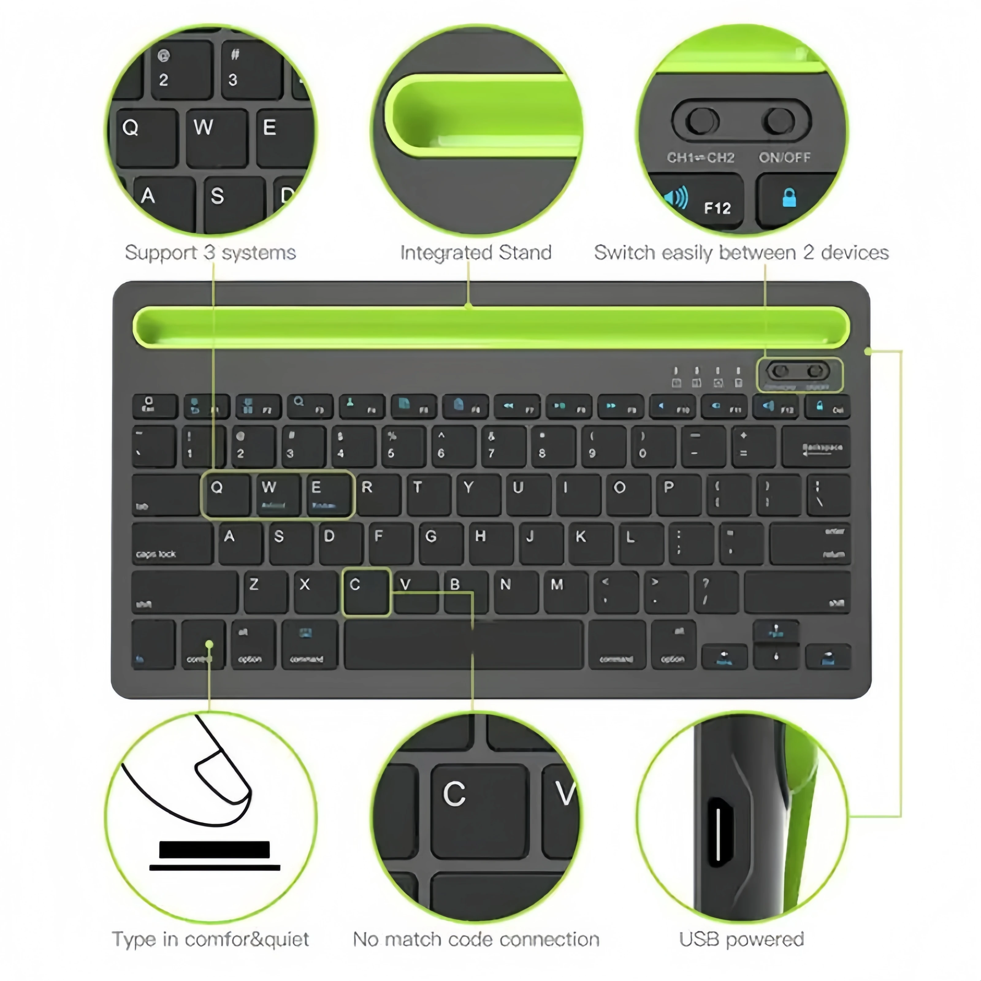 คีย์บอร์ดไร้สายบลูทูธ คีย์บอร์ - Android Tablet Gaming Accessories บทวิจารณ์และราคา